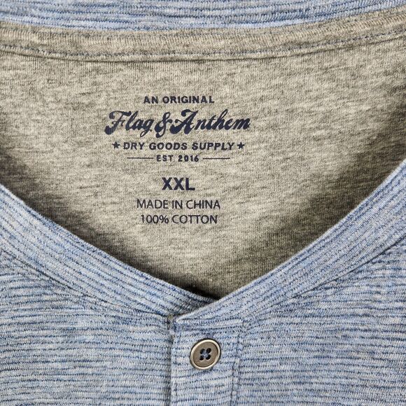 NEW Flag & Anthem Mens Short Sleeve Striped 3 Button Cotton Henley Tee XXL - Picture 3 of 7